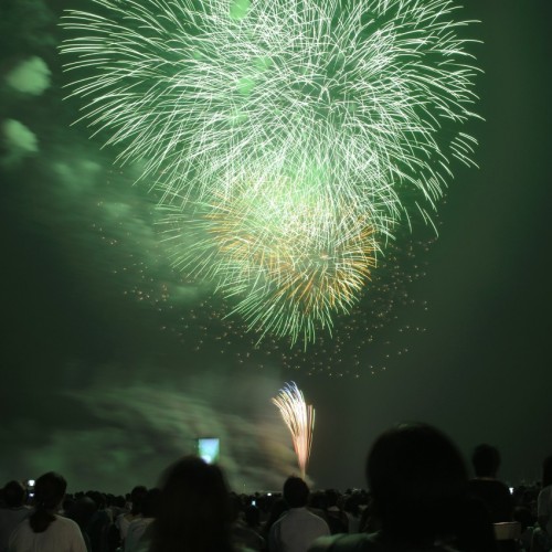 サザンビーチちがさき花火大会の打ち上げ花火 風景写真
