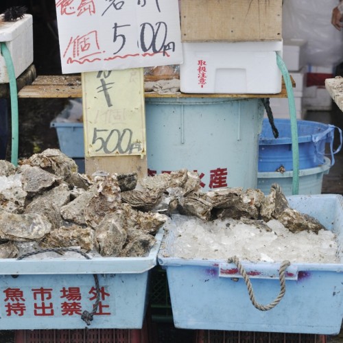 那珂湊おさかな市場　その場で向いて食べる牡蠣